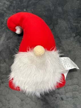 Holiday Time Red Hat Gnome Shaped Christmas Decorative Plush Pillow 13"